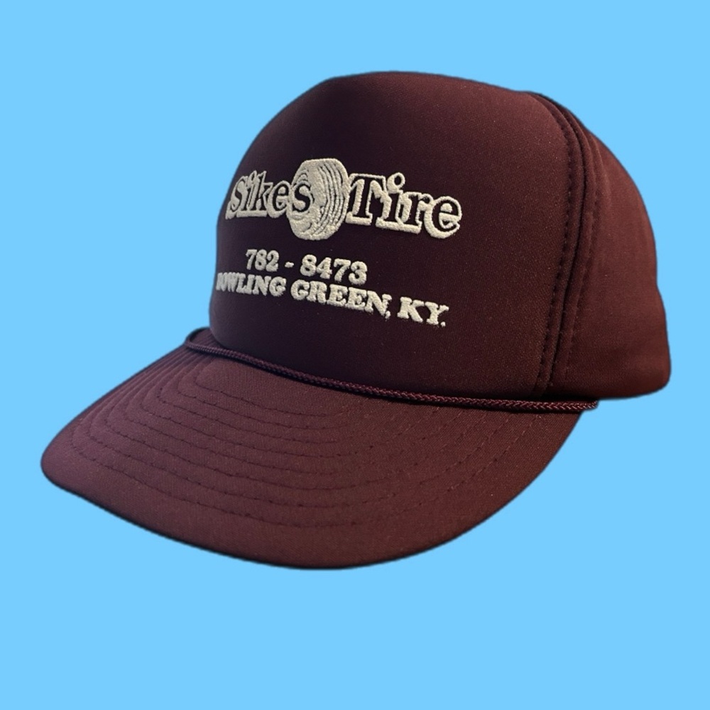 90s Sikes Tire Bowling Green, Kentucky 6-Panel Burgundy Rope Hat